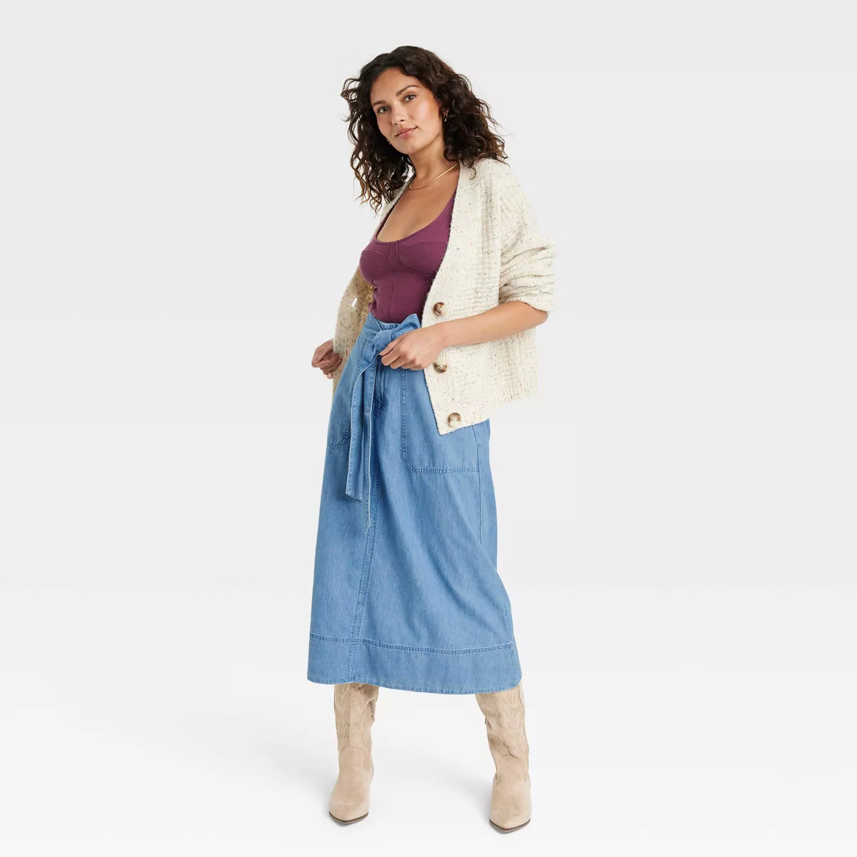 Women's Tie Front Midi Jean Skirt - Universal Thread™ Blue Denim | Target
