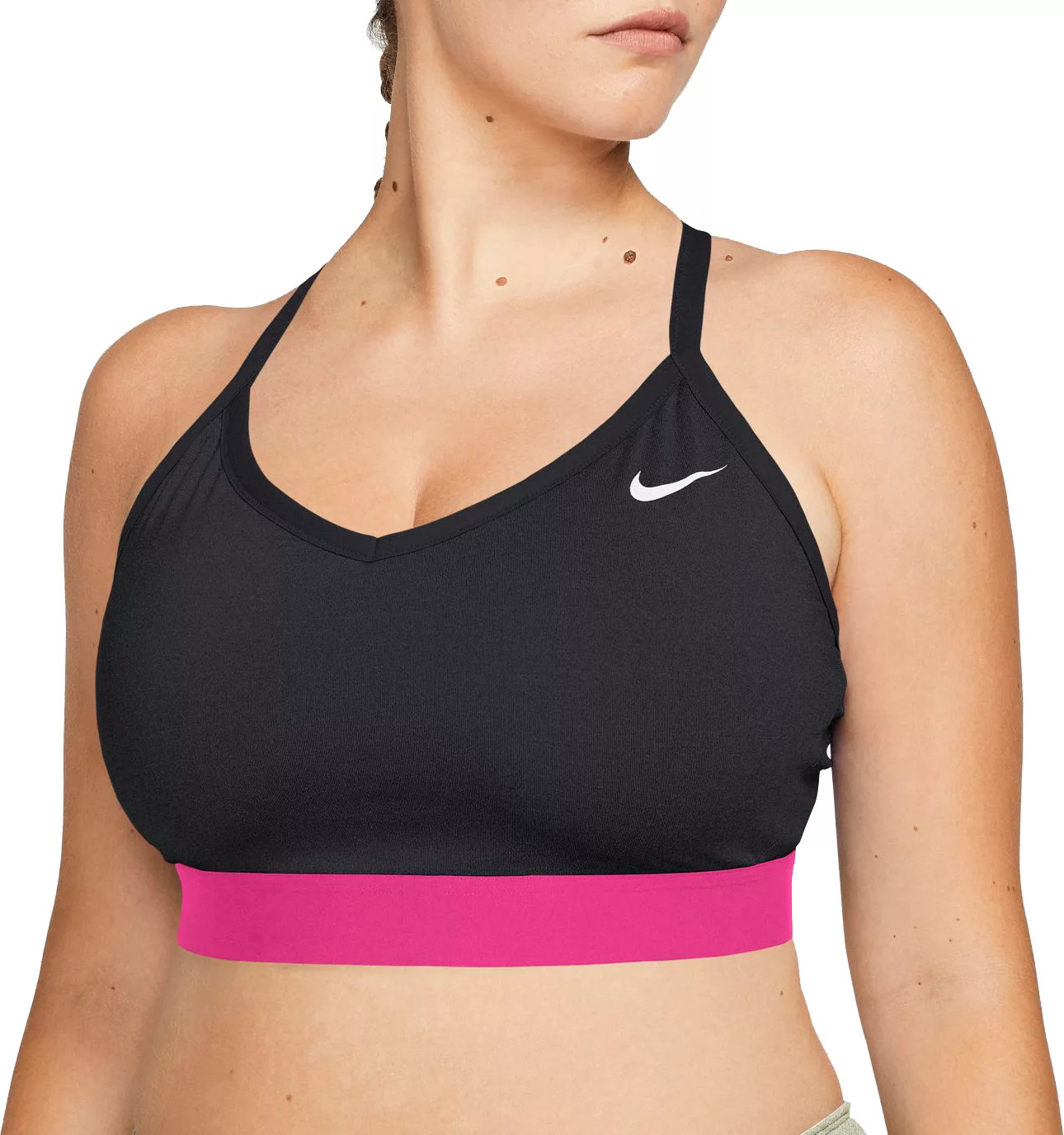 Nike Women's Plus Size Solid Indy Sports Bra, 1X, Black/Hyper Pink | Dick's Sporting Goods