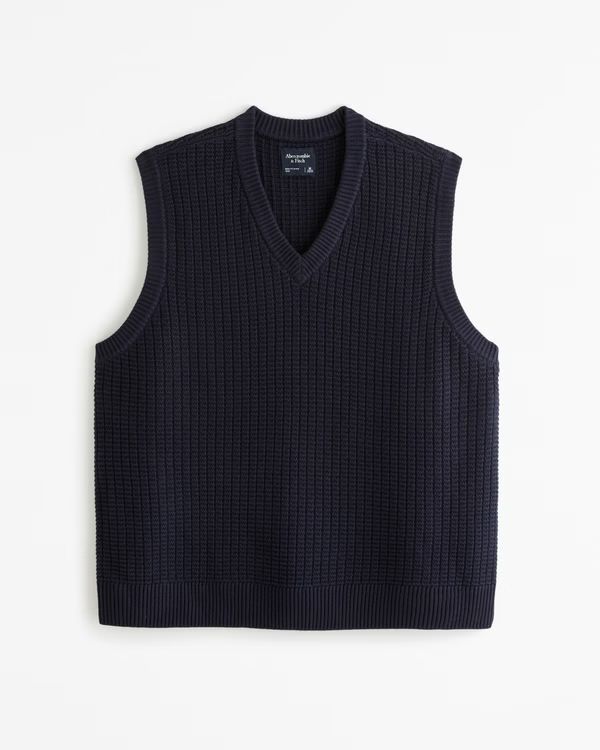 Men's Oversized Stitchy Sweater Vest | Men's Tops | Abercrombie.com | Abercrombie & Fitch (US)