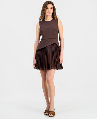 Women's Tailored Crepe Pleated Dress | Macy's