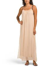 Made In Italy Silk Blend Open Back Solid Cover-up Maxi Dress | TJ Maxx