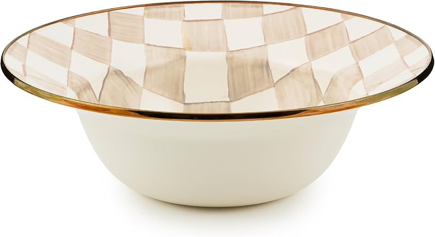 MACKENZIE-CHILDS Enamel Serving Bowl, Enamel Serveware Bowl, 12 Inches, Brown-and-White Mocha Che... | Amazon (US)