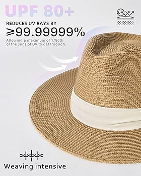 FURTALK Womens Mens Wide Brim Straw Panama Hat Fedora Summer Beach Sun Hat UPF Straw Hat for Wome... | Amazon (US)