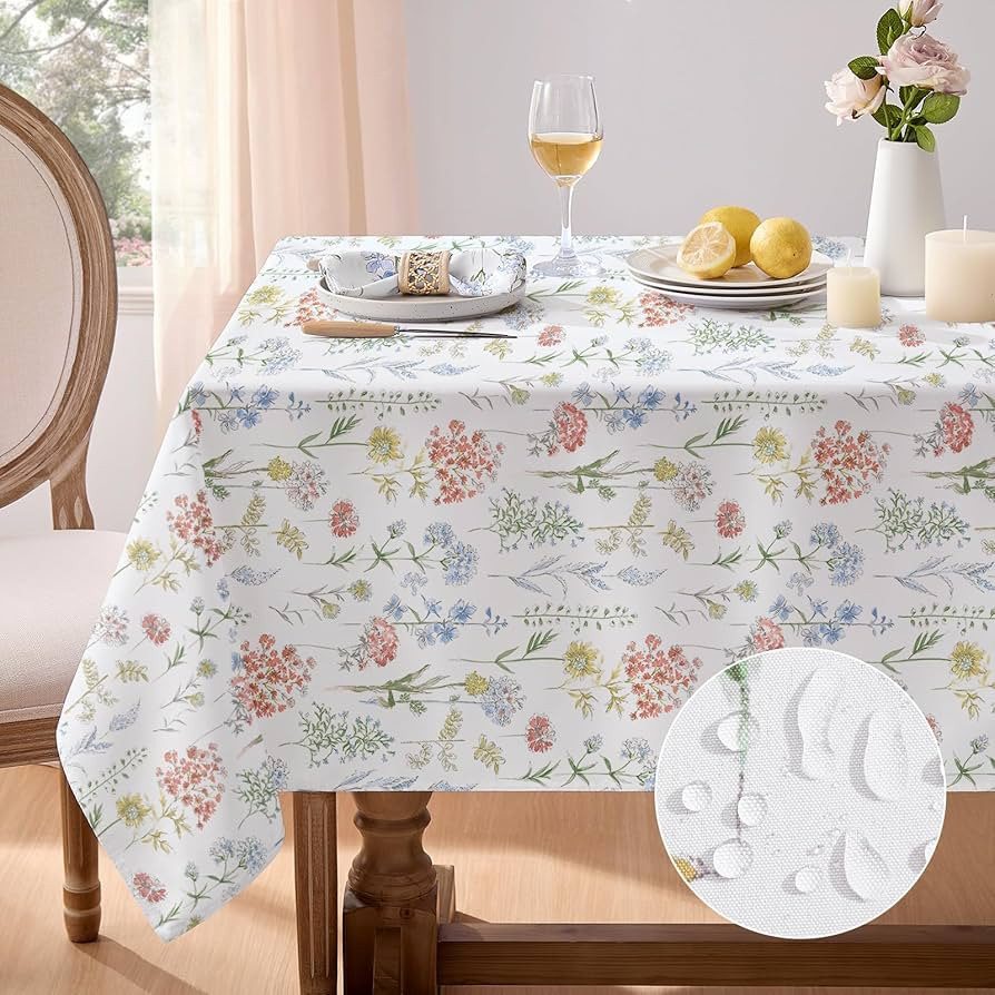 Softalker Spring Easter Tablecloth Rectangle - Waterproof Wild Flower Table Cloths, Stain Resista... | Amazon (US)