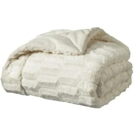 Threshold Cream Solid Cream Faux Fur Throw | Walmart (US)