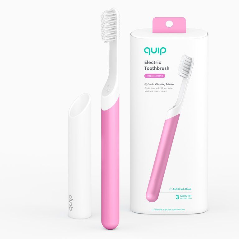 quip Electric Toothbrush, Built-In Timer + Travel Case, Magenta Plastic - Walmart.com | Walmart (US)