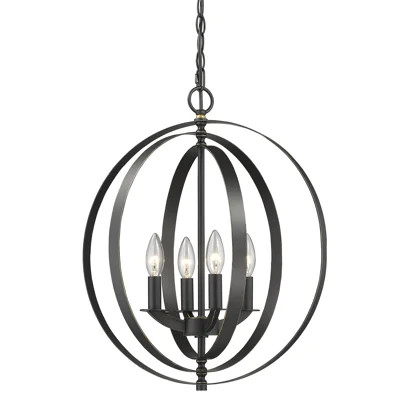 House of Hampton Meisel 4-light metal round orb chandelier, a dupe for the RH Foucault's Orb