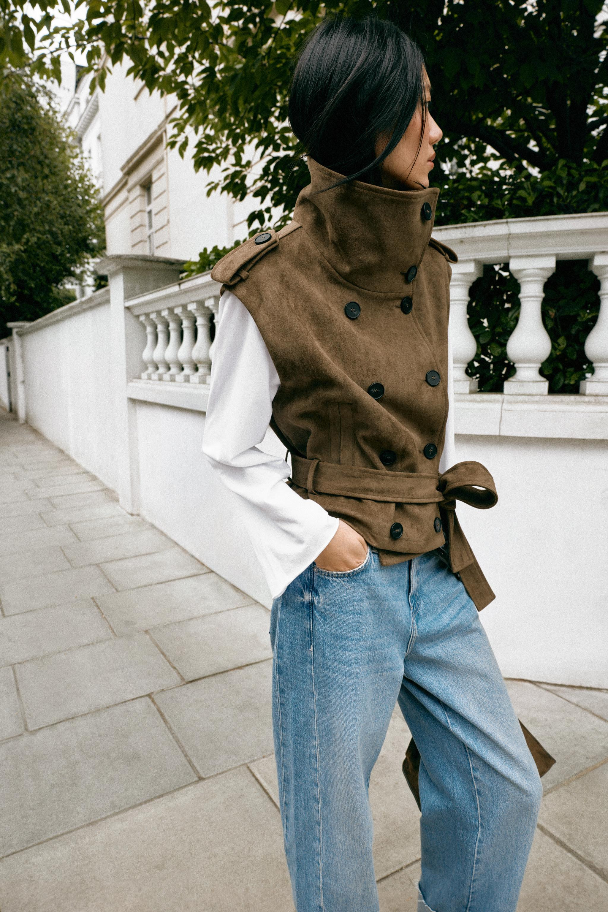 FAUX SUEDE BELTED WAISTCOAT | Zara UK