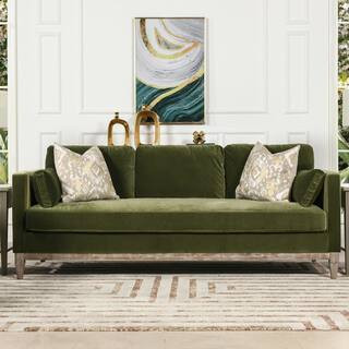 Jennifer Taylor Knox 84 in. Olive Green Performance Velvet Modern Farmhouse Sofa 64110-3-V036 - T... | The Home Depot