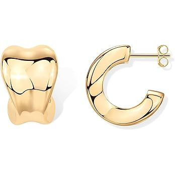 PAVOI 14K Gold Plated Sterling Silver Posts Statement Chunky Drop Dangle Earrings for Women | Dom... | Amazon (US)