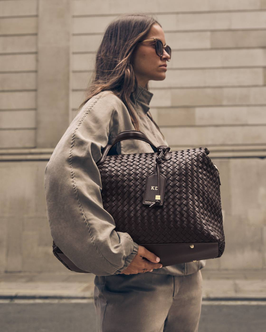 Milan Hand Woven Cabin Bag in Chocolate | Katie Loxton Ltd. (UK)