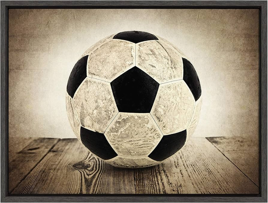 DesignOvation Sylvie Vintage Soccer Framed Canvas Wall Art by Shawn St. Peter, 18x24 Dark Grey, T... | Amazon (US)