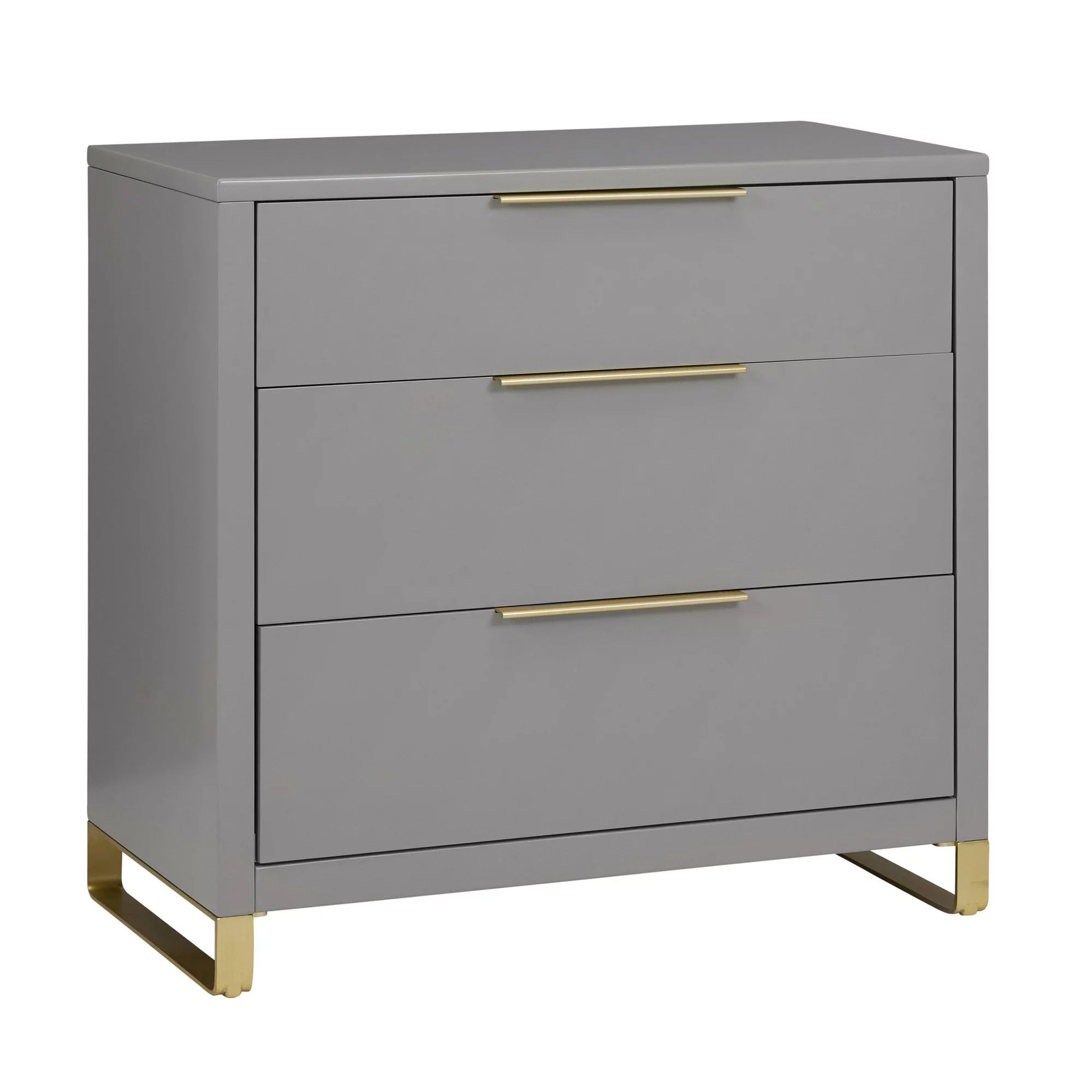 MoDRN Glam 3-Drawer Dresser, Grey with Satin Brass | Walmart (US)