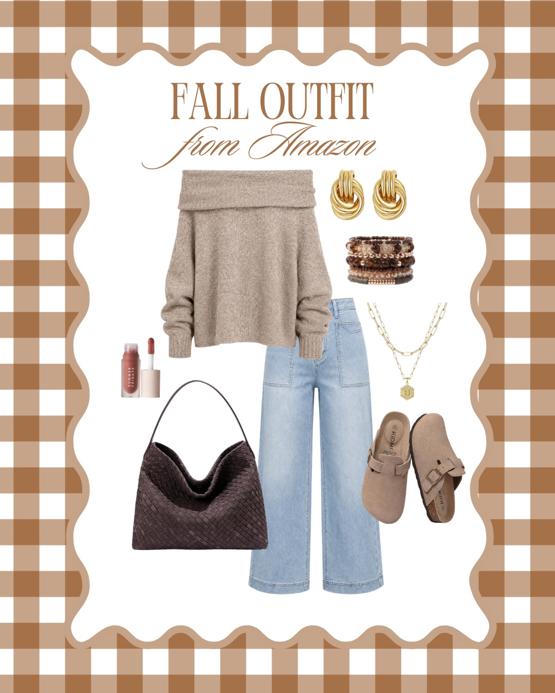 The cutest neutral fall outfit! 🤎🍂 Love the cozy sweater paired with wide-leg jeans + all the brown accessories! 

 #LTKootd #LTKSeasonal #LTKSaleAlert