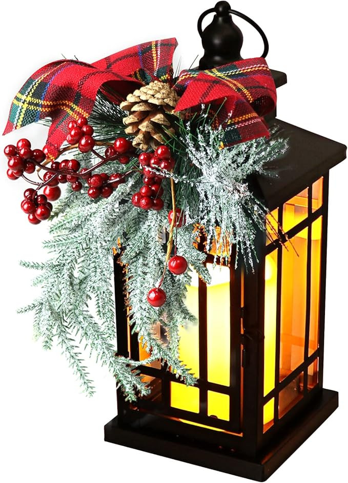 Christmas Candle Lantern14 Inch, Garden Flashing Candle Light, Decorative Hanging Lantern for Ind... | Amazon (US)