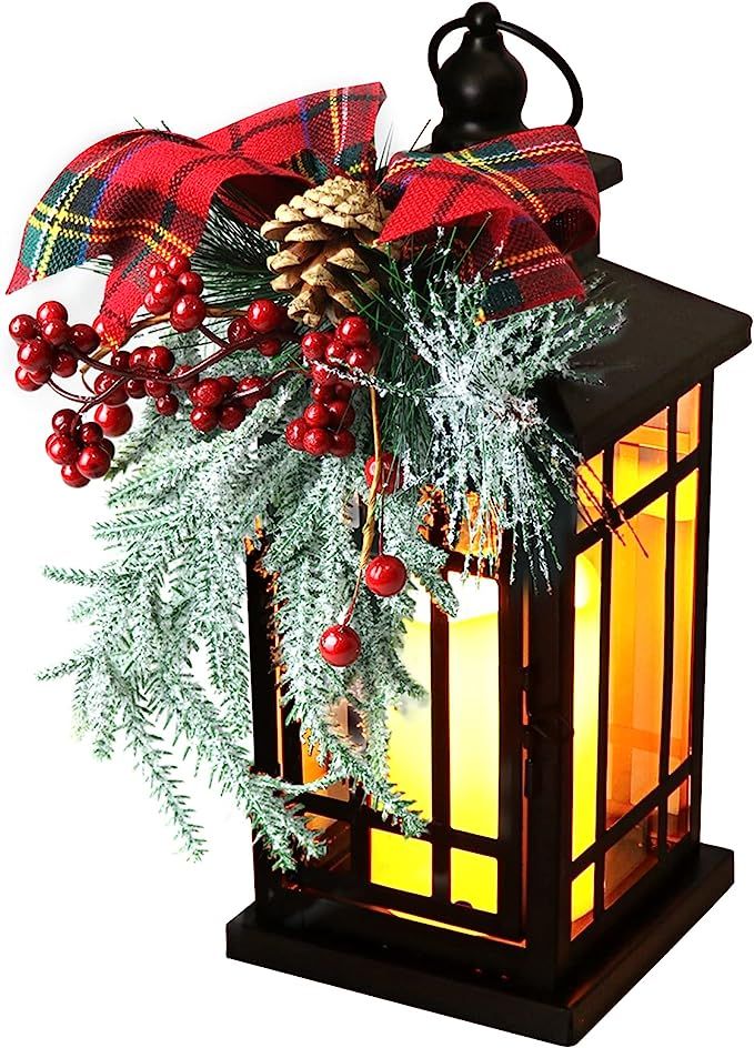 Christmas Candle Lantern14 Inch, Garden Flashing Candle Light, Decorative Hanging Lantern for Ind... | Amazon (US)