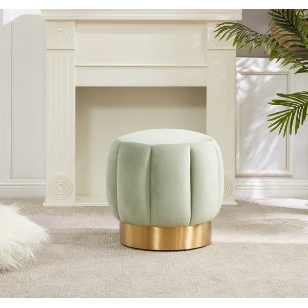 SAFAVIEH Couture Maxine Channel Tufted Ottoman - 18.9" W x 18.9" L x 18.5" H | Bed Bath & Beyond