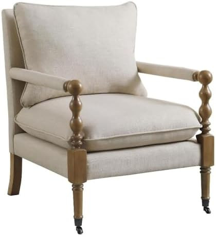 Pemberly Row 20" Seat Height Fabric Upholstered Accent Chair with Casters, Removable Seat Cushion... | Amazon (US)