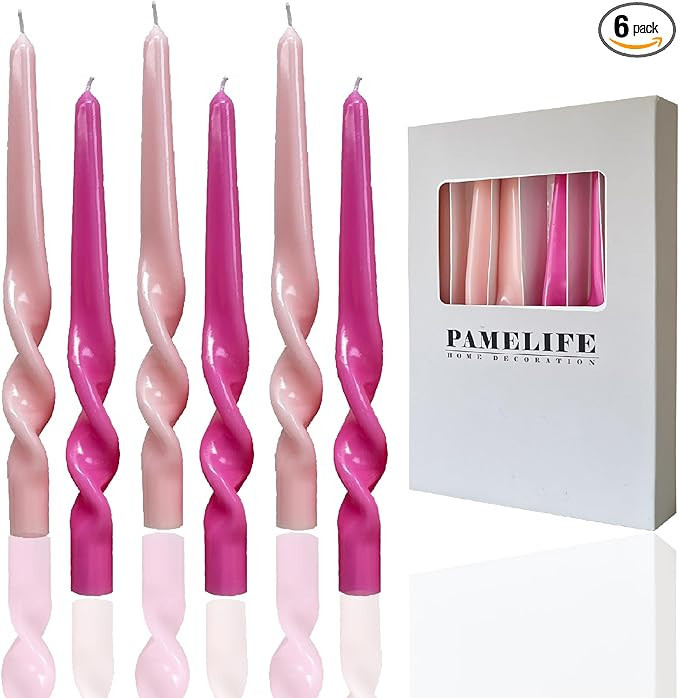 PAMELIFE Spiral Taper Candles - Set of 6 Twisted Candle 9.5 Inch Tall for Home Decoration Holiday... | Amazon (US)