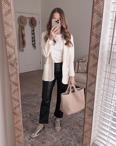 One of my favorite outfits from work this week. Love this as a teacher outfit for the classroom. Finally some full leather pants that are appropriate for the office.
Pants- TTS wearing petite 

#LTKworkwear #LTKsalealert #LTKunder50