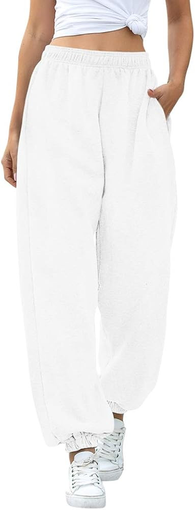 HeSaYep Women's High Waisted Sweatpants Workout Active Joggers Pants Baggy Lounge Bottoms | Amazon (US)