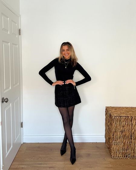 Business casual outfit idea / office ready outfit idea 🖤 

Code styledbymckenz24Q1 for 15% off your SheIn mini skirt and tights 