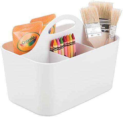 mDesign Plastic Portable Craft Storage Organizer Caddy Tote, Divided Basket Bin with Handle for C... | Amazon (US)