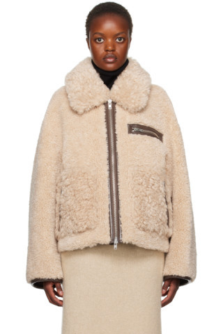 Beige Joann Faux-Shearling Jacket | SSENSE