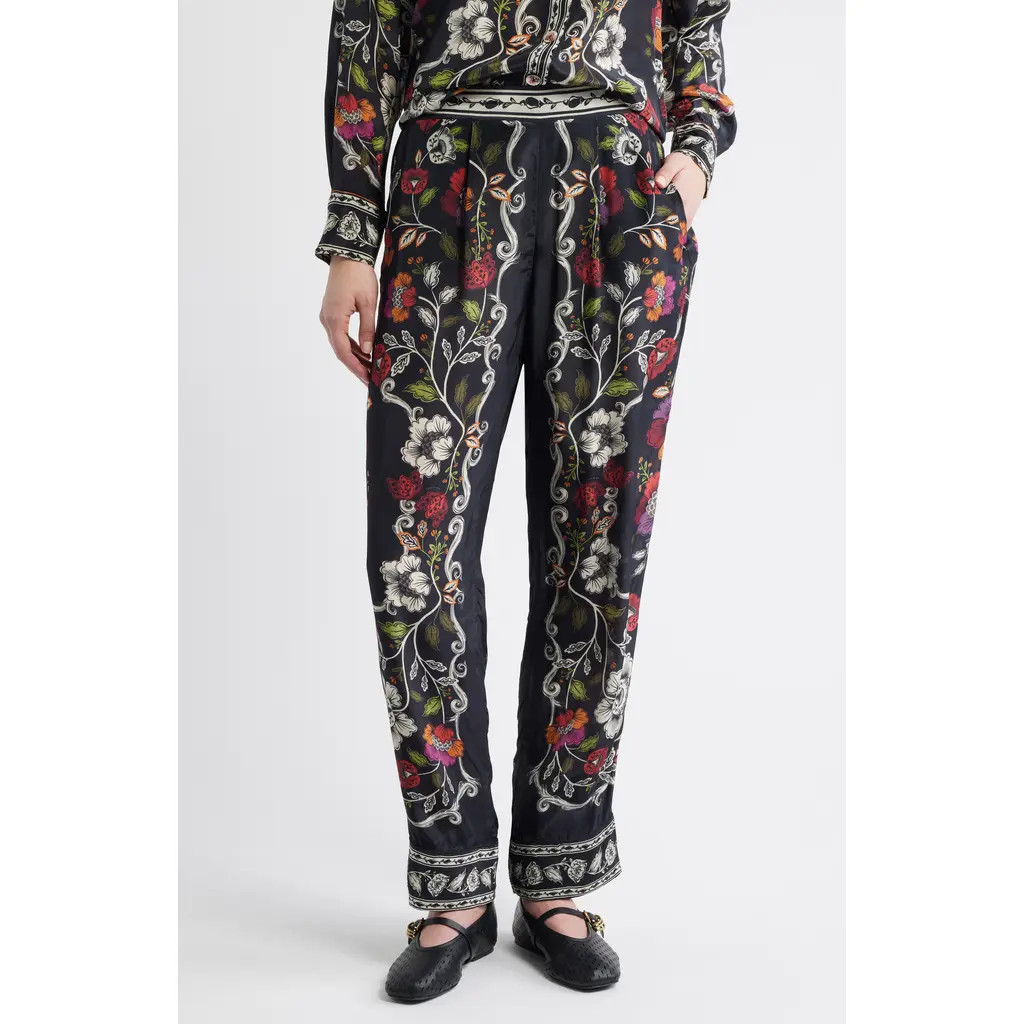 FARM Rio Rococco Floral Straight Leg Pants in Black at Nordstrom Rack, Size X-Small | Nordstrom Rack