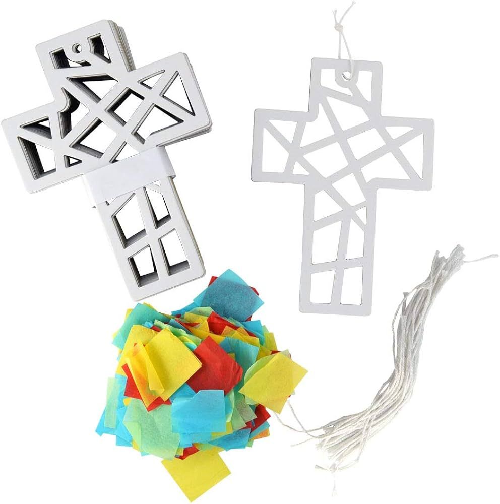Cross DIY Suncatcher Tissue Paper Paper Crafts- Great for Sunday School, Vacation Bible School, C... | Amazon (US)