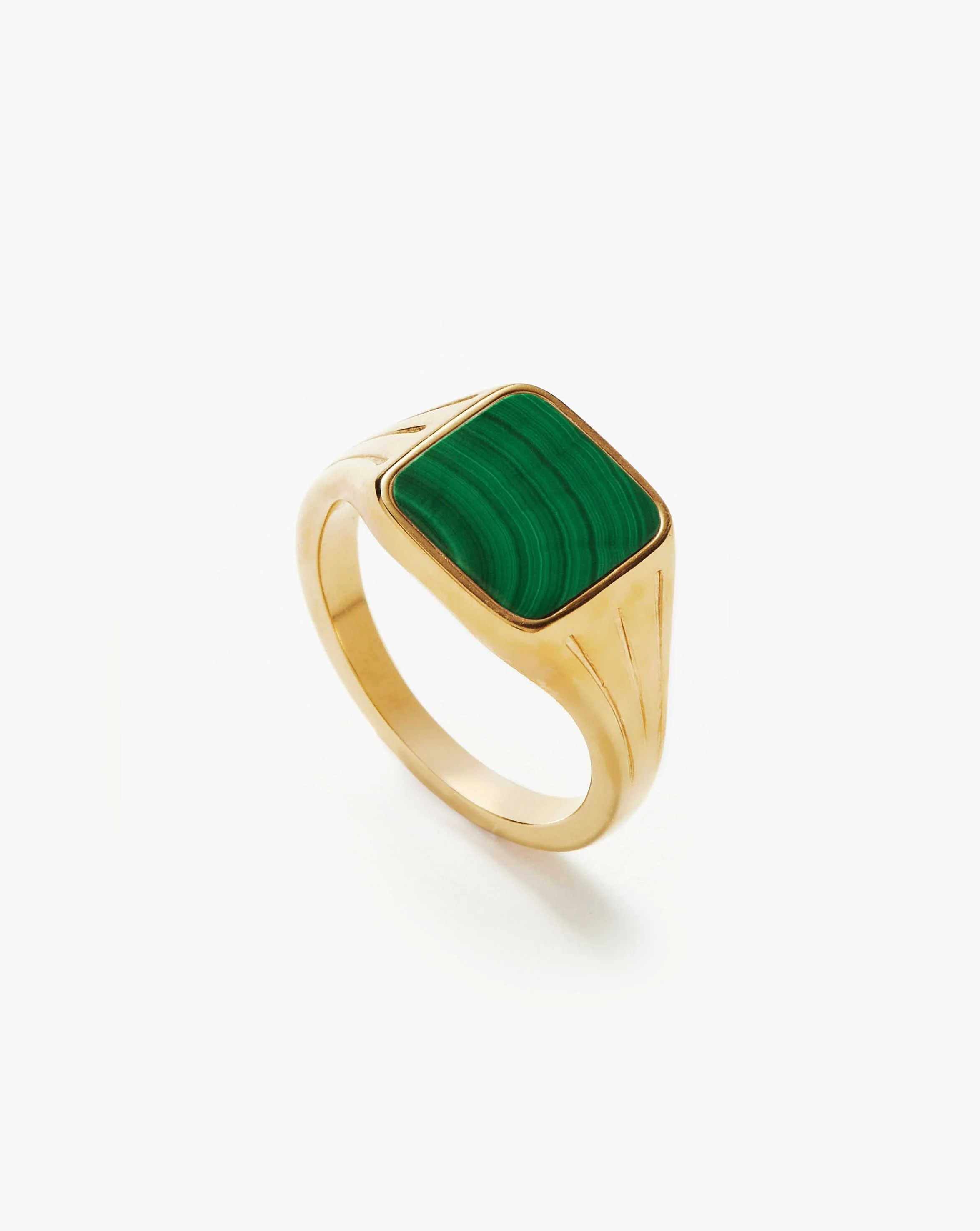 Lucy Williams Square Signet Ring | 18ct Gold Plated Vermeil/Malachite | Missoma
