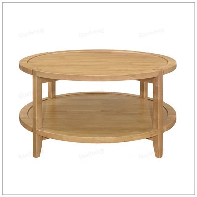 Round Wooden Coffee Table with Bottom Shelf, Durable Rubberwood Construction and Tray-Like Design for Enhanced Style and Storage. | Wayfair North America