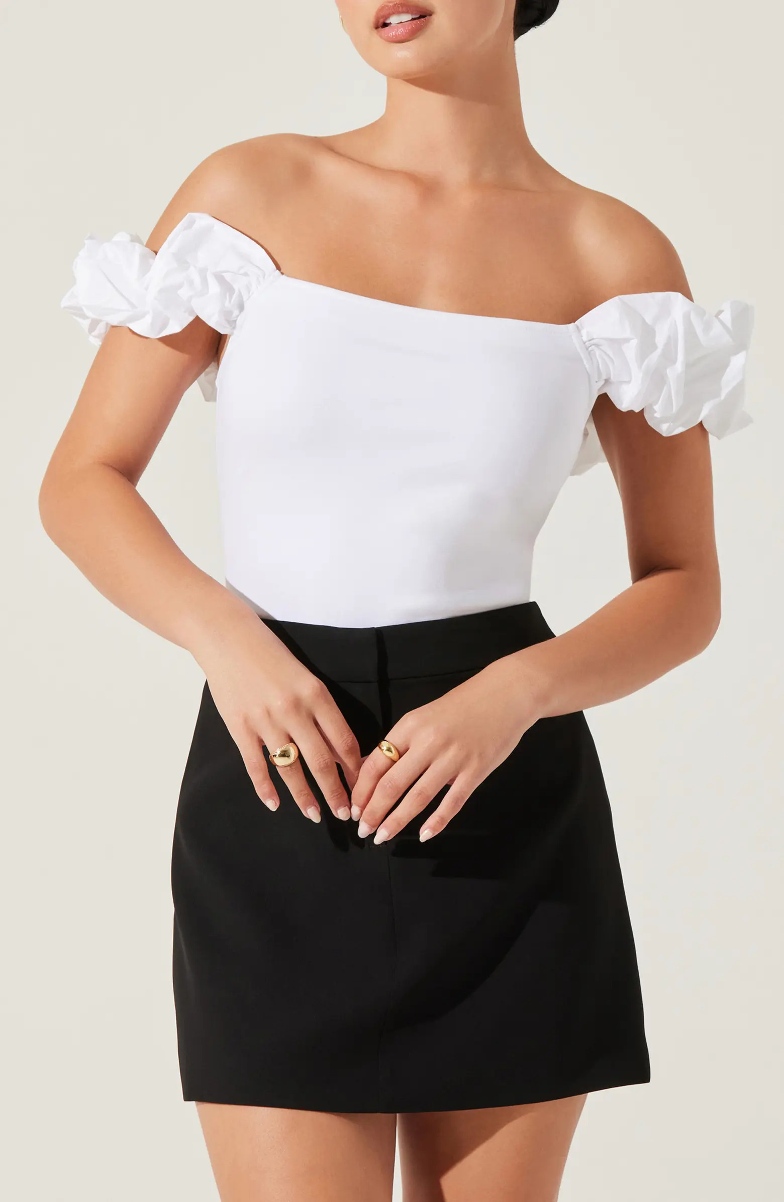 ASTR the Label Hoda Mixed Media Off the Shoulder top | Nordstrom | Nordstrom
