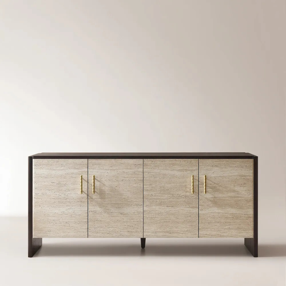 Renata 71" Travertine-Textured Sideboard | Hernest
