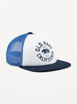 Logo-Graphic Flat-Brim Trucker Hat for Boys | Old Navy (CA)
