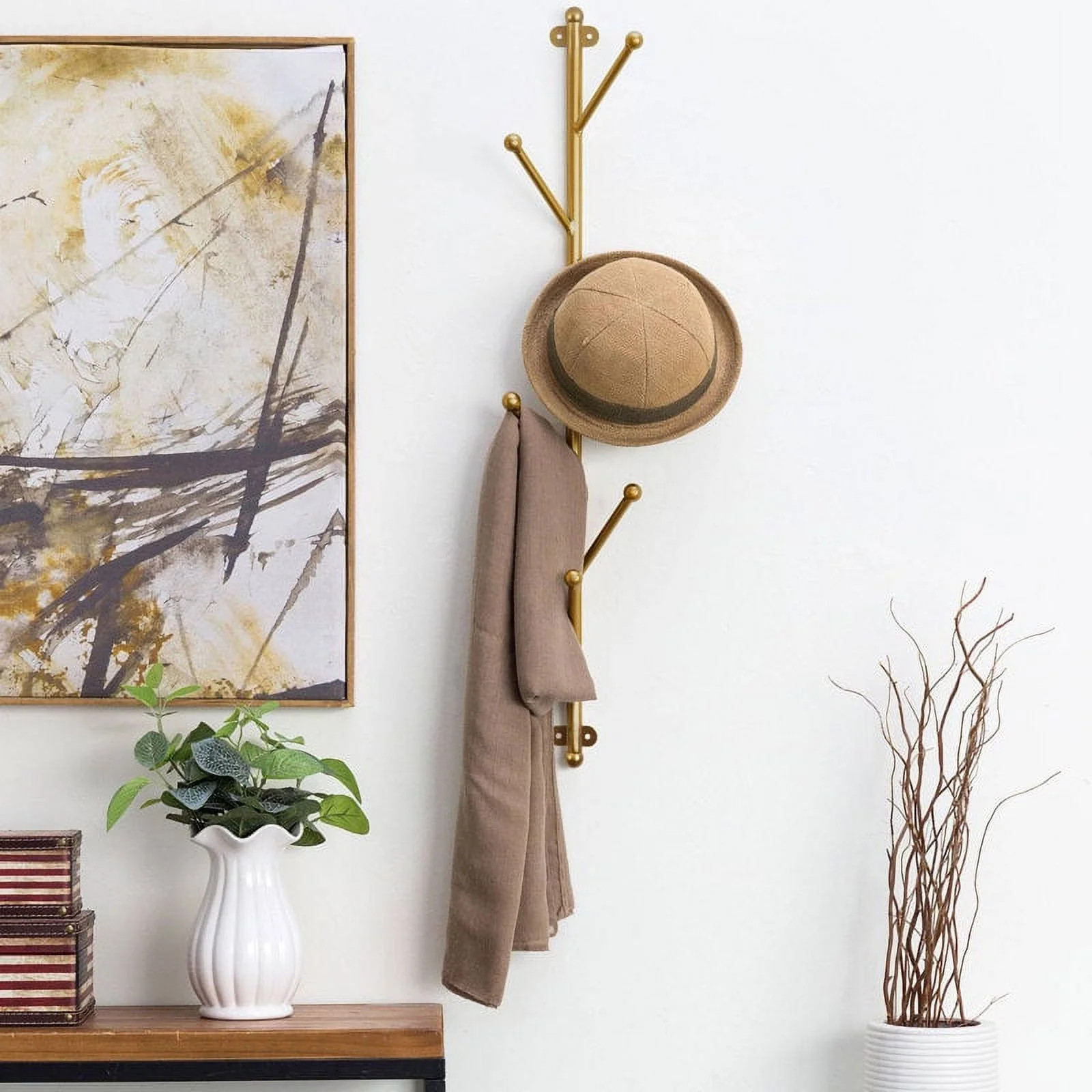 MyGift 2.5-Foot Gold Metal Wall Mounted Coat /Hat Rack, Modern Tree Banch Style | Walmart (US)