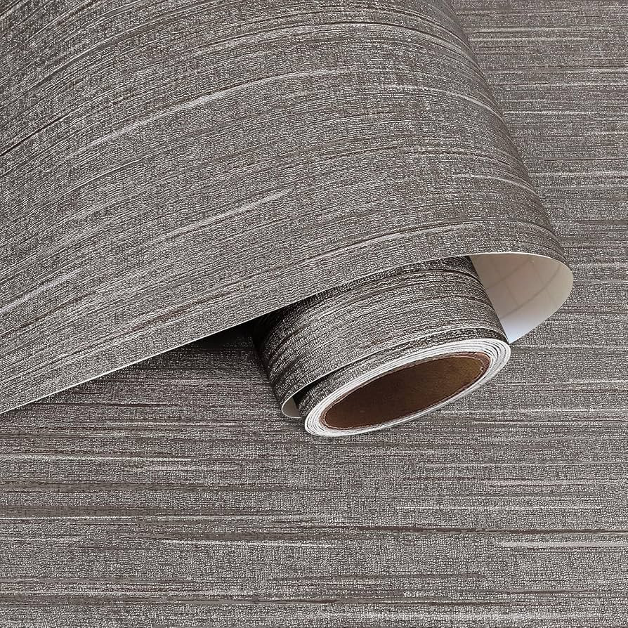 VaryPaper 15.7''x78.7'' Silver Brown Grasscloth Textured Wallpaper Peel and Stick Grass Cloth Con... | Amazon (US)