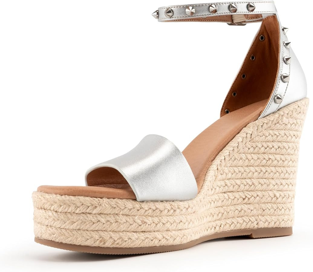 VARECOLA Women's Platform Espadrilles Wedge Sandals Peep Toe Ankle Strap High Heel Wedges Mule wi... | Amazon (US)