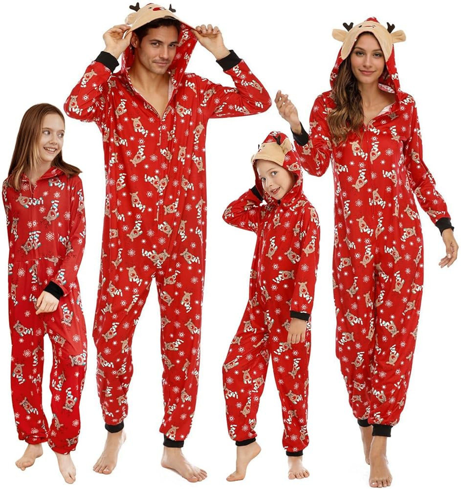 Adisputent Christmas Pajamas for Family Matching Cute Long Sleeve Couples Soft Sleepwear One Piec... | Amazon (US)