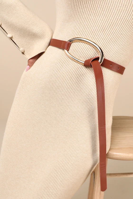 Confident Element Brown Oversized Buckle Belt | Lulus