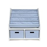 WONKAWOO Kids Sling Bookshelf Rack with Toys Bin Storage White/Blue | Amazon (US)