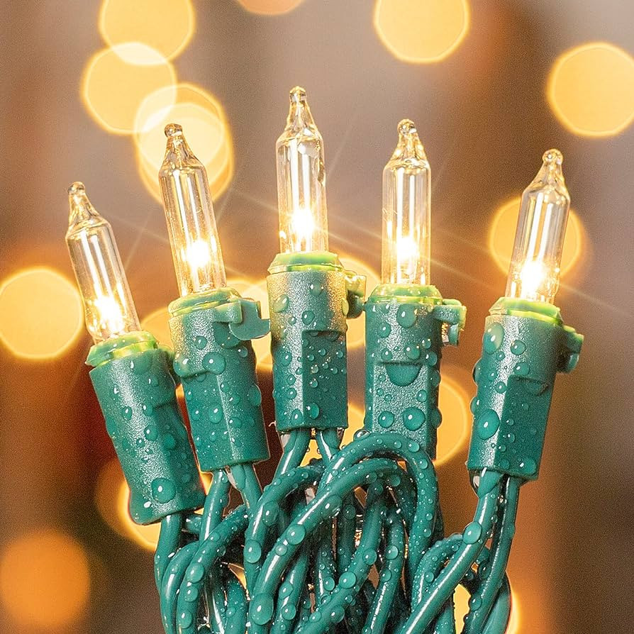White Christmas Lights,13FT 50 Count String Lights with Green Wire | Amazon (US)