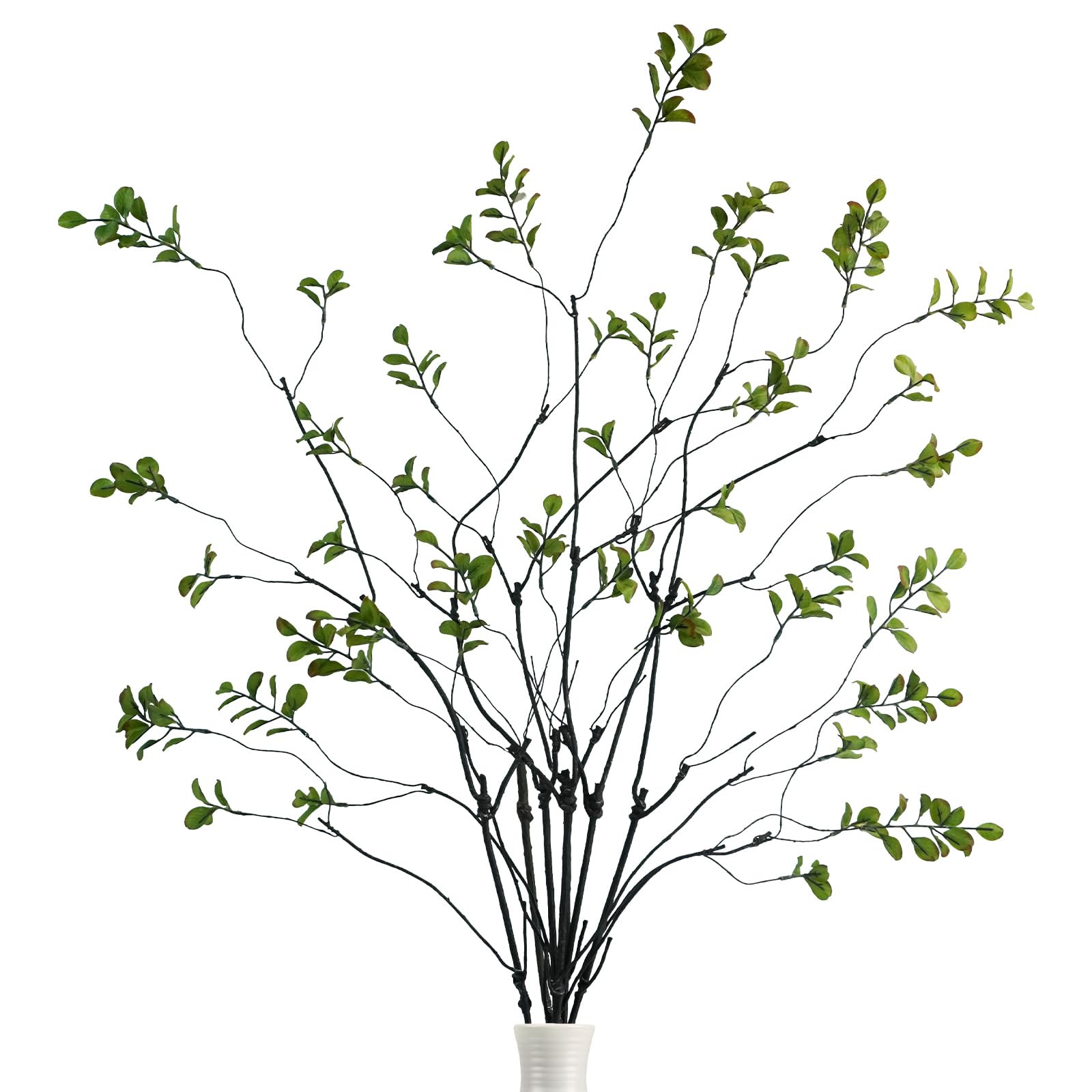 Krissing 6 Pcs Faux Greenery Stems, 37" Tall Fake Ficus Twig Stems Plants Artificial Greenery Ste... | Amazon (US)