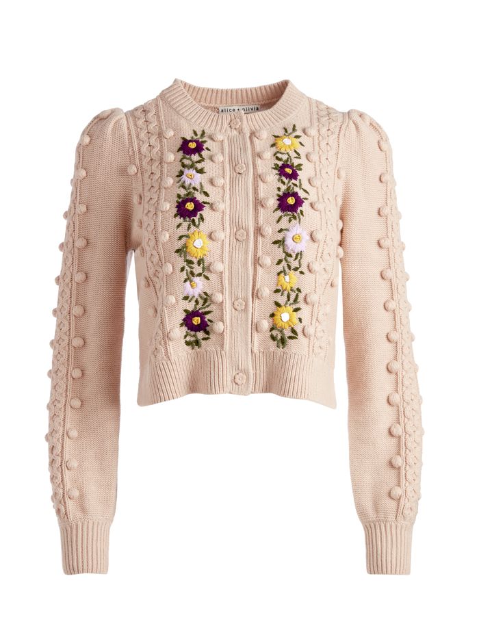 KITTY PUFF SLEEVE CARDIGAN | Alice + Olivia