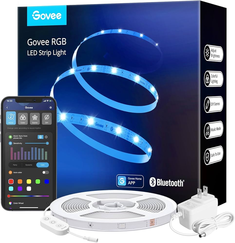 Govee RGB LED Strip Lights, 16.4ft Bluetooth LED Lights with App Control, 64 Scenes and Music Syn... | Amazon (US)