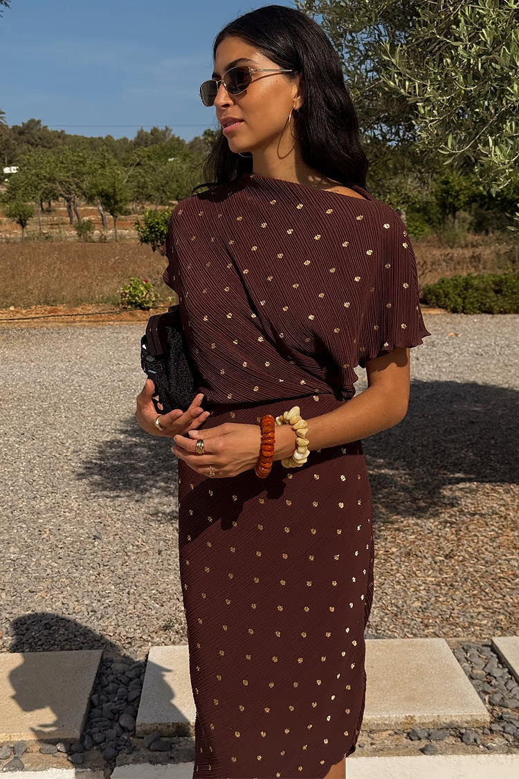 Chocolate Plisse Desiree Dress | Never Fully Dressed US