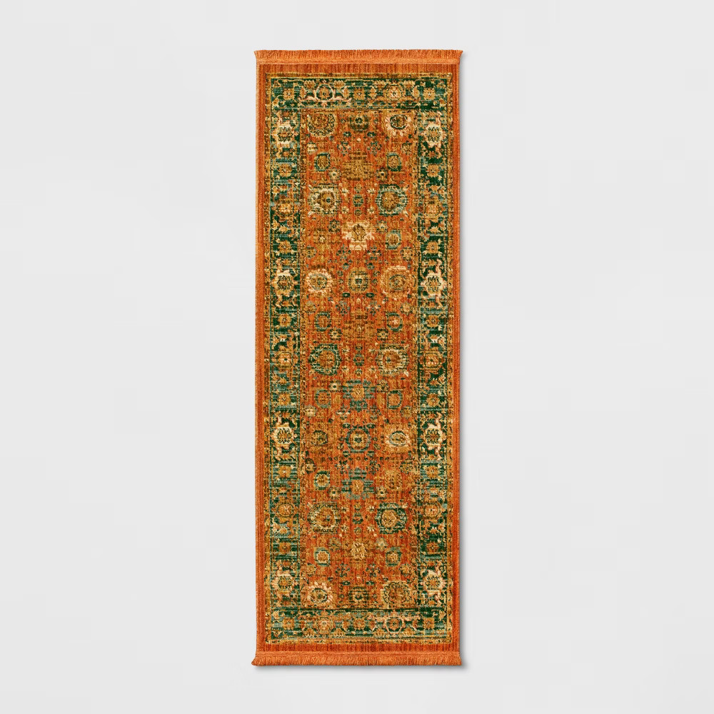 2'4""X7' Persian with Fringe Border Woven Accent Rug Orange - Threshold | Target
