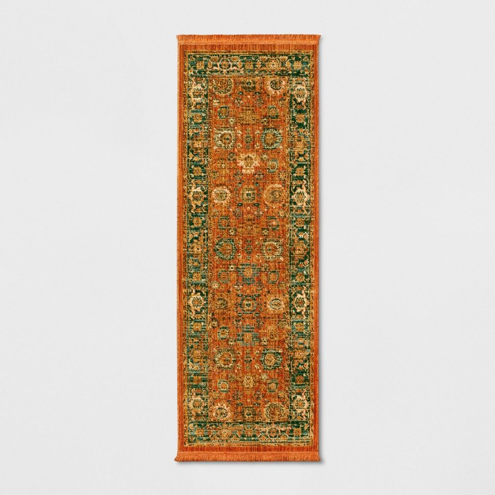 2'4""X7' Persian with Fringe Border Woven Accent Rug Orange - Threshold | Target