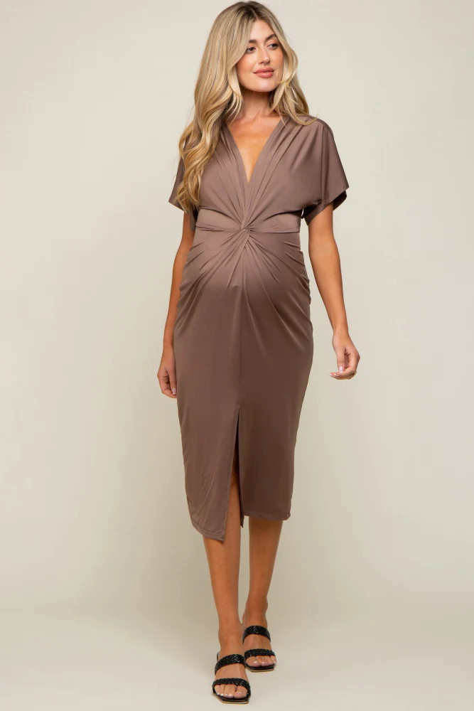 Mocha Twist Maternity Midi Dress | PinkBlush Maternity