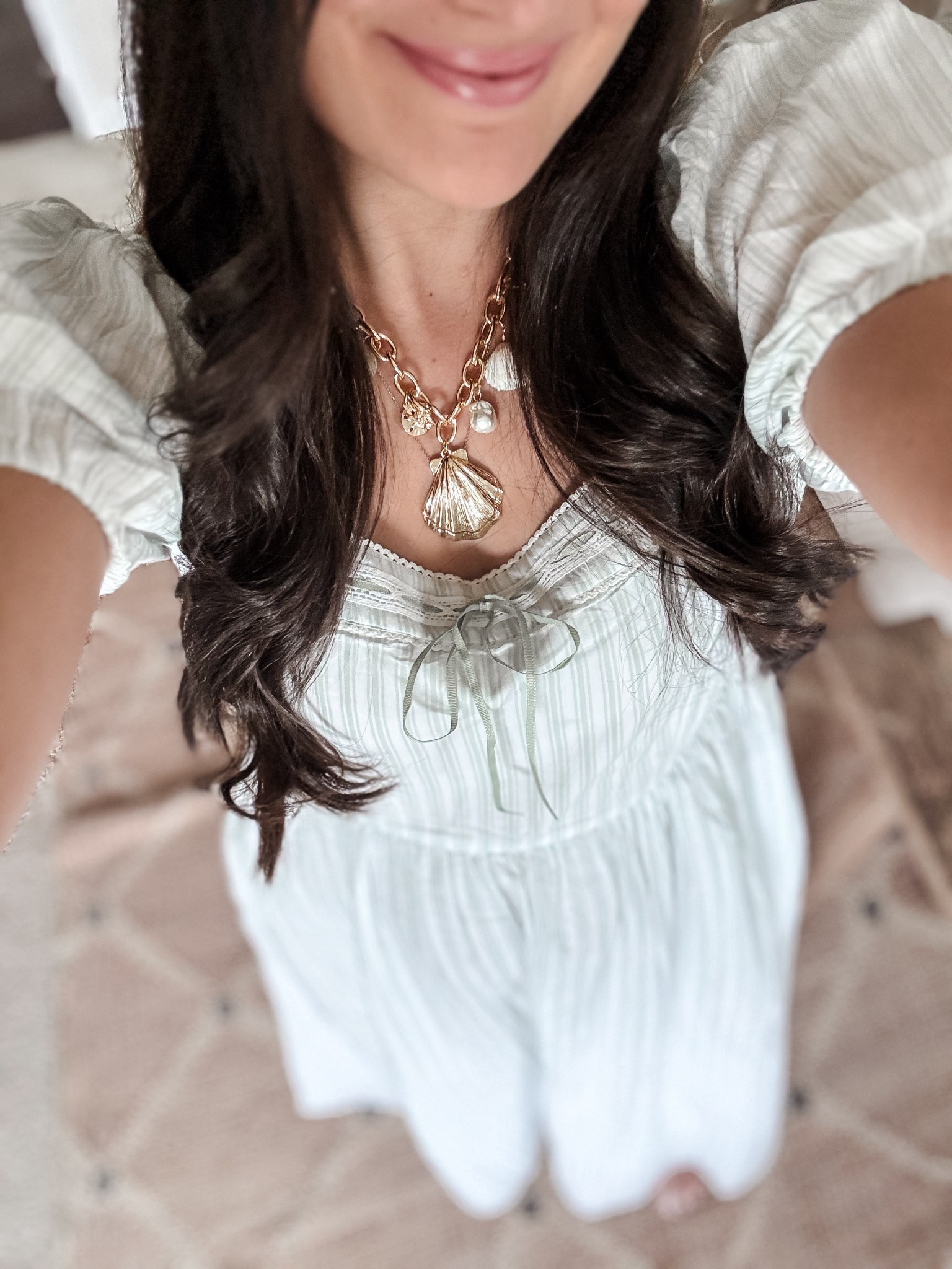 Finally can link the cutest shell charm necklace that I got from Target a couple days ago 🐚 Cute dress is on sale and available too! 

#LTKselfcare #LTKgrwm #LTKSeasonal